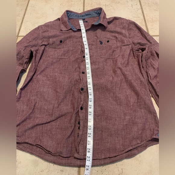 U.S. Polo Assn. Men’s XL Slim Fit Burgundy Casual Button-Down Shirt- Long Sleeve - Picture 6 of 6